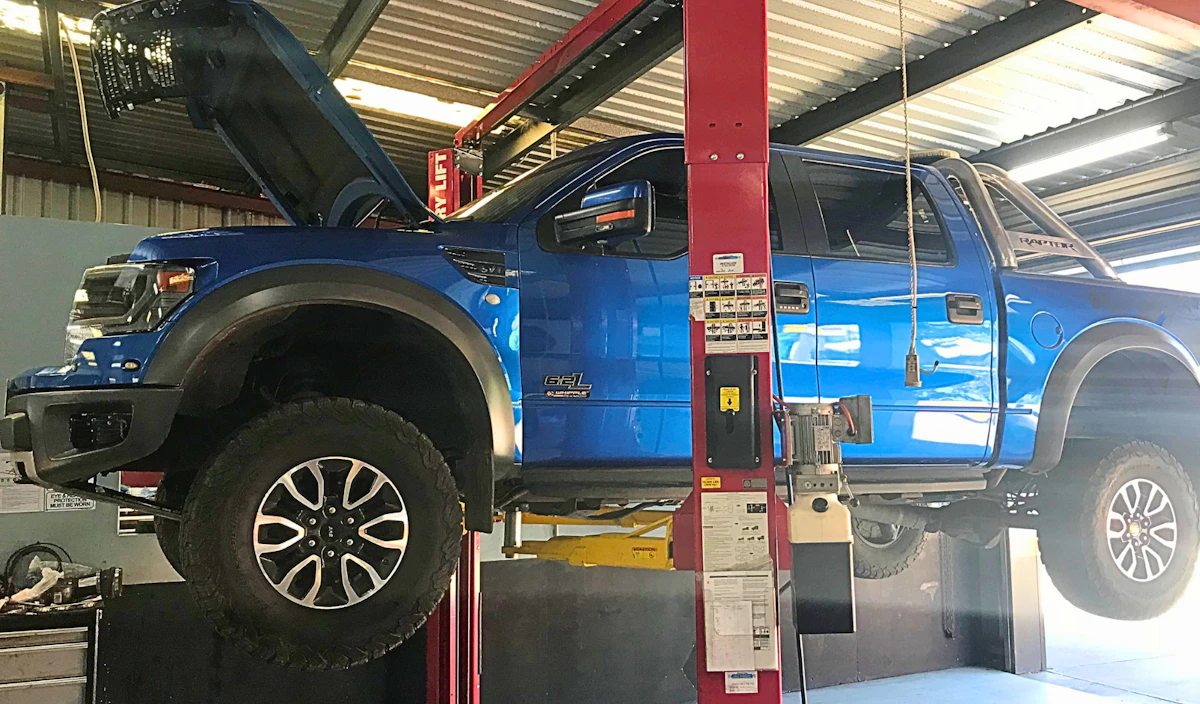 4WD on hoist at Blackwood Dyno Tune & Service